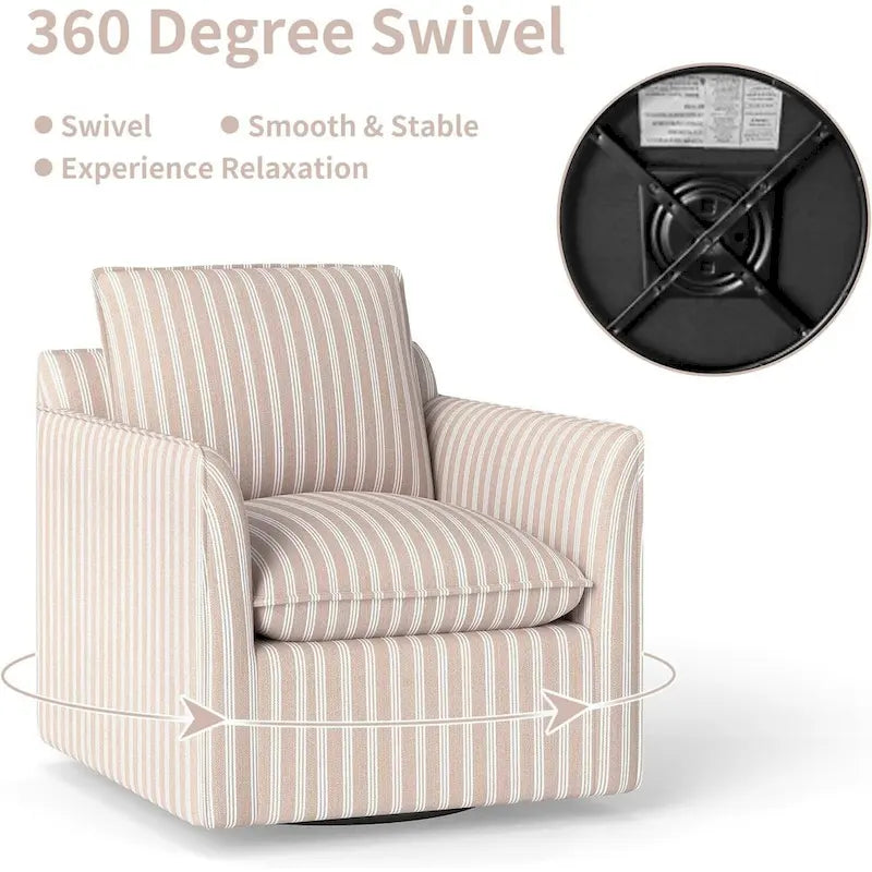 Fauteuil pivotant d'appoint, fauteuil de lecture pivotant en forme de tonneau avec coussin de dossier épais et rembourré