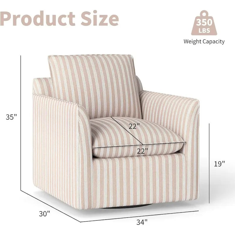 Fauteuil pivotant d'appoint, fauteuil de lecture pivotant en forme de tonneau avec coussin de dossier épais et rembourré