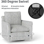 Fauteuil pivotant d'appoint, fauteuil de lecture pivotant en forme de tonneau avec coussin de dossier épais et rembourré