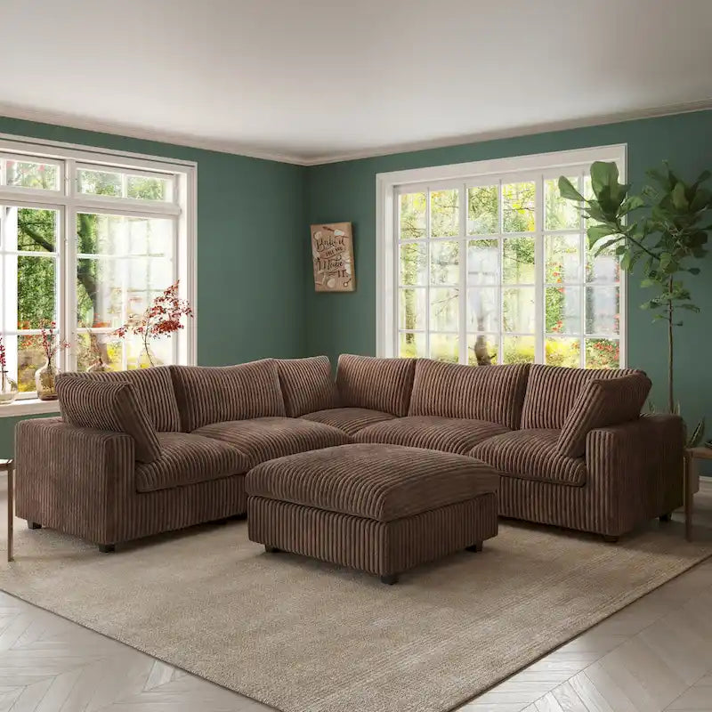 Canapé d'angle Cloud Corner, canapé modulable rembourré en peluche douce, canapé de salon garni de duvet