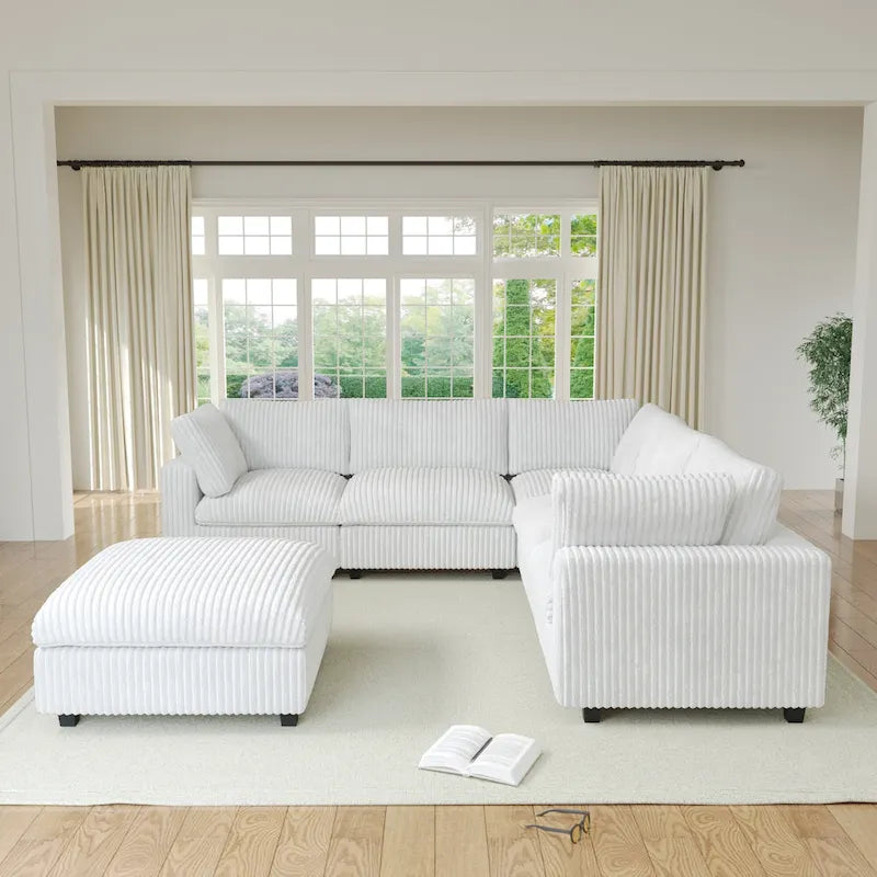 Canapé d'angle Cloud Corner, canapé modulable rembourré en peluche douce, canapé de salon garni de duvet