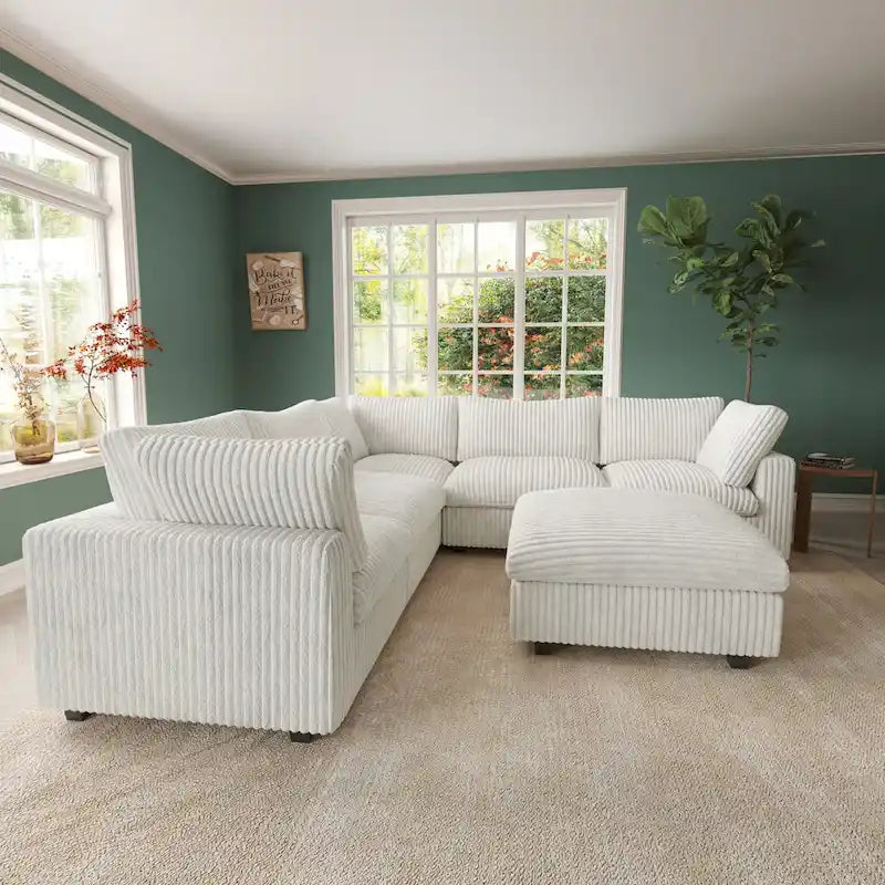 Canapé d'angle Cloud Corner, canapé modulable rembourré en peluche douce, canapé de salon garni de duvet