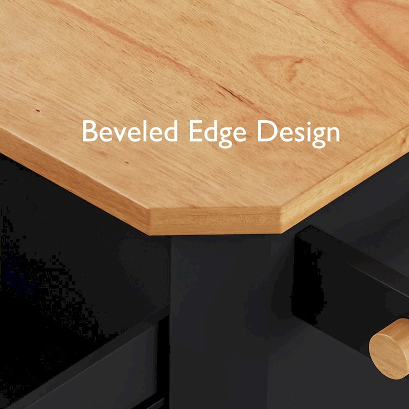 Îlot de cuisine de 56 pouces avec plateau rabattable en placage de bois d'hévéa (tabouret non inclus)