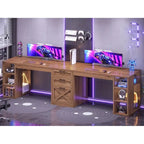 Bureau d'ordinateur 96,5 cm, 3 tiroirs, 8 étagères ouvertes, idéal pour le télétravail