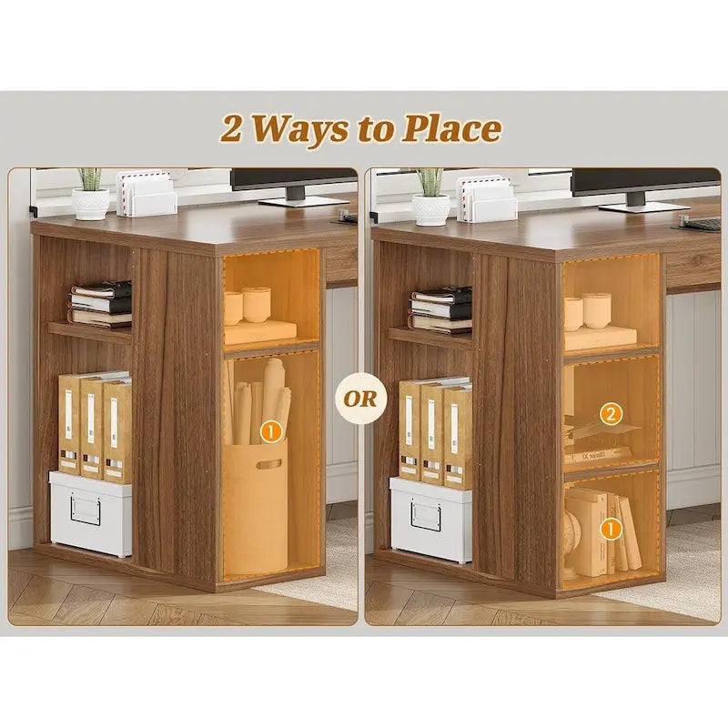 Bureau d'ordinateur 96,5 cm, 3 tiroirs, 8 étagères ouvertes, idéal pour le télétravail