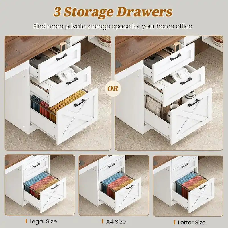 Bureau d'ordinateur 96,5 cm, 3 tiroirs, 8 étagères ouvertes, idéal pour le télétravail