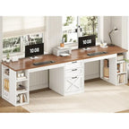 Bureau d'ordinateur 96,5 cm, 3 tiroirs, 8 étagères ouvertes, idéal pour le télétravail