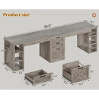 Bureau d'ordinateur 96,5 cm, 3 tiroirs, 8 étagères ouvertes, idéal pour le télétravail