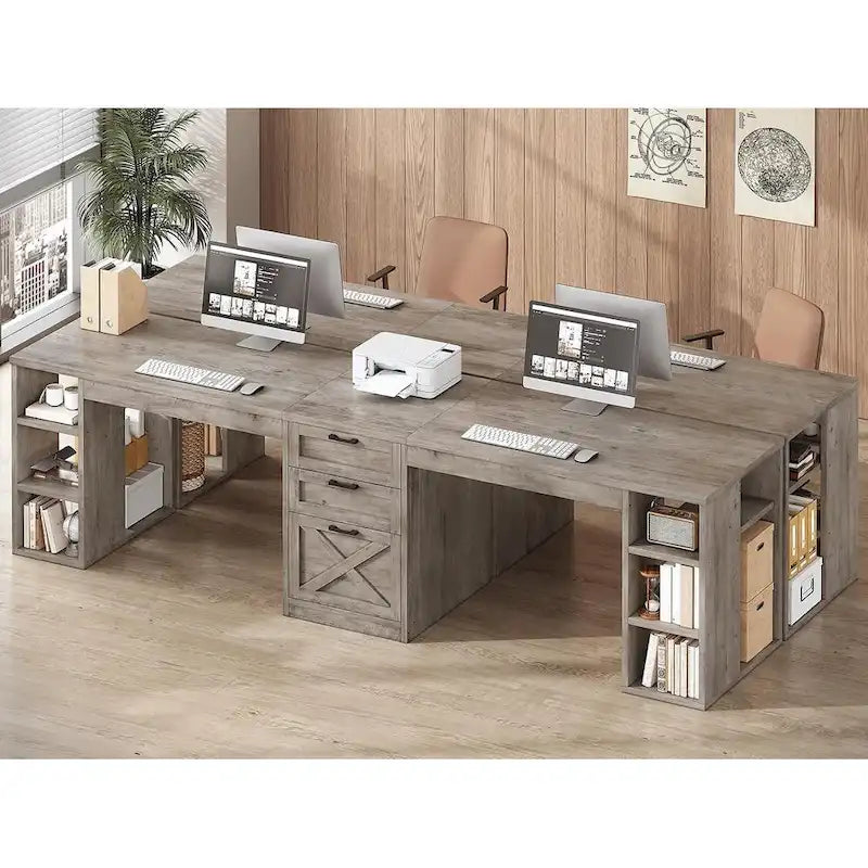 Bureau d'ordinateur 96,5 cm, 3 tiroirs, 8 étagères ouvertes, idéal pour le télétravail