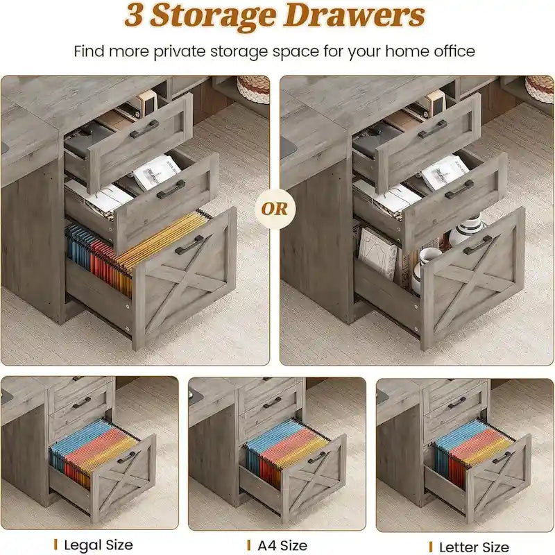 Bureau d'ordinateur 96,5 cm, 3 tiroirs, 8 étagères ouvertes, idéal pour le télétravail