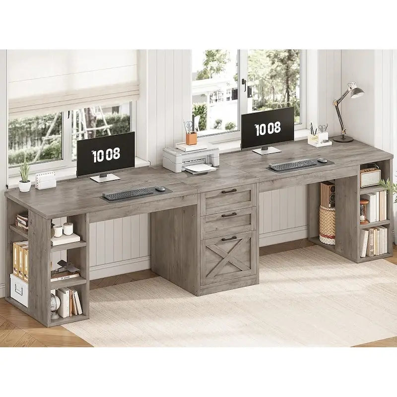 Bureau d'ordinateur 96,5 cm, 3 tiroirs, 8 étagères ouvertes, idéal pour le télétravail