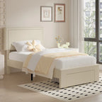 Cadres de lit coffre rembourrés VECELO avec 4 tiroirs de rangement, cadre de lit plateforme avec tête de lit réglable en velours à rivets.