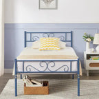 Cadre de lit plateforme moderne avec tête de lit haut de gamme à volutes élégantes - Dimensions : Simple/Double/Queen