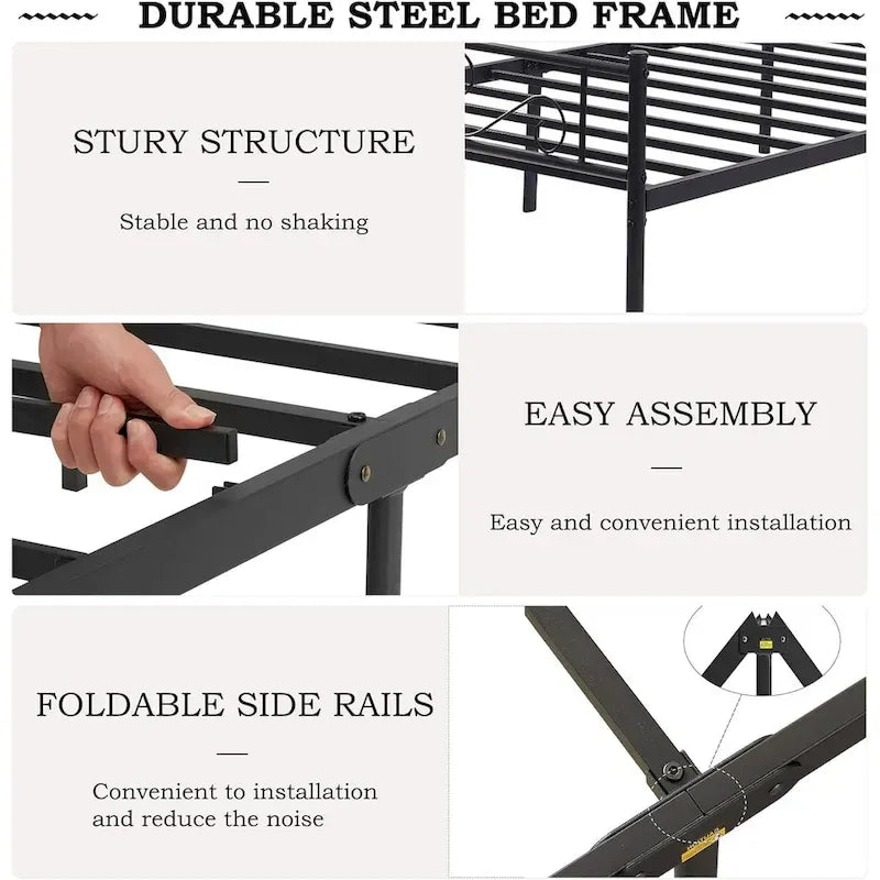 Cadre de lit plateforme moderne avec tête de lit haut de gamme à volutes élégantes - Dimensions : Simple/Double/Queen