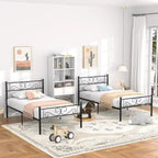 Cadre de lit plateforme moderne avec tête de lit haut de gamme à volutes élégantes - Dimensions : Simple/Double/Queen