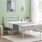 Cadre de lit plateforme moderne avec tête de lit haut de gamme à volutes élégantes - Dimensions : Simple/Double/Queen