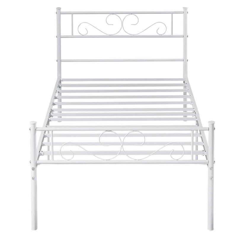 Cadre de lit plateforme moderne avec tête de lit haut de gamme à volutes élégantes - Dimensions : Simple/Double/Queen