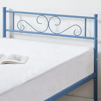 Cadre de lit plateforme moderne avec tête de lit haut de gamme à volutes élégantes - Dimensions : Simple/Double/Queen