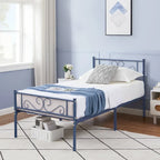 Cadre de lit plateforme moderne avec tête de lit haut de gamme à volutes élégantes - Dimensions : Simple/Double/Queen