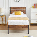 Cadre de lit industriel en bois VECELO avec tête de lit, lits simples/lits doubles/lits queen