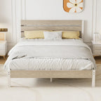 Cadre de lit industriel en bois VECELO avec tête de lit, lits simples/lits doubles/lits queen