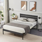 Cadre de lit industriel en bois VECELO avec tête de lit, lits simples/lits doubles/lits queen