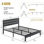 Cadre de lit industriel en bois VECELO avec tête de lit, lits simples/lits doubles/lits queen