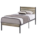 Cadre de lit industriel en bois VECELO avec tête de lit, lits simples/lits doubles/lits queen