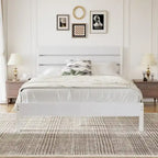 Cadre de lit industriel en bois VECELO avec tête de lit, lits simples/lits doubles/lits queen