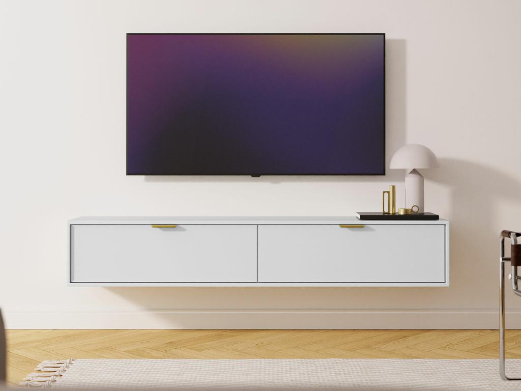 Meuble TV blanc, 175 x 35 x 33 cm