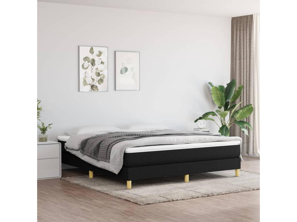 Lit en tissu noir, 160 x 200 cm