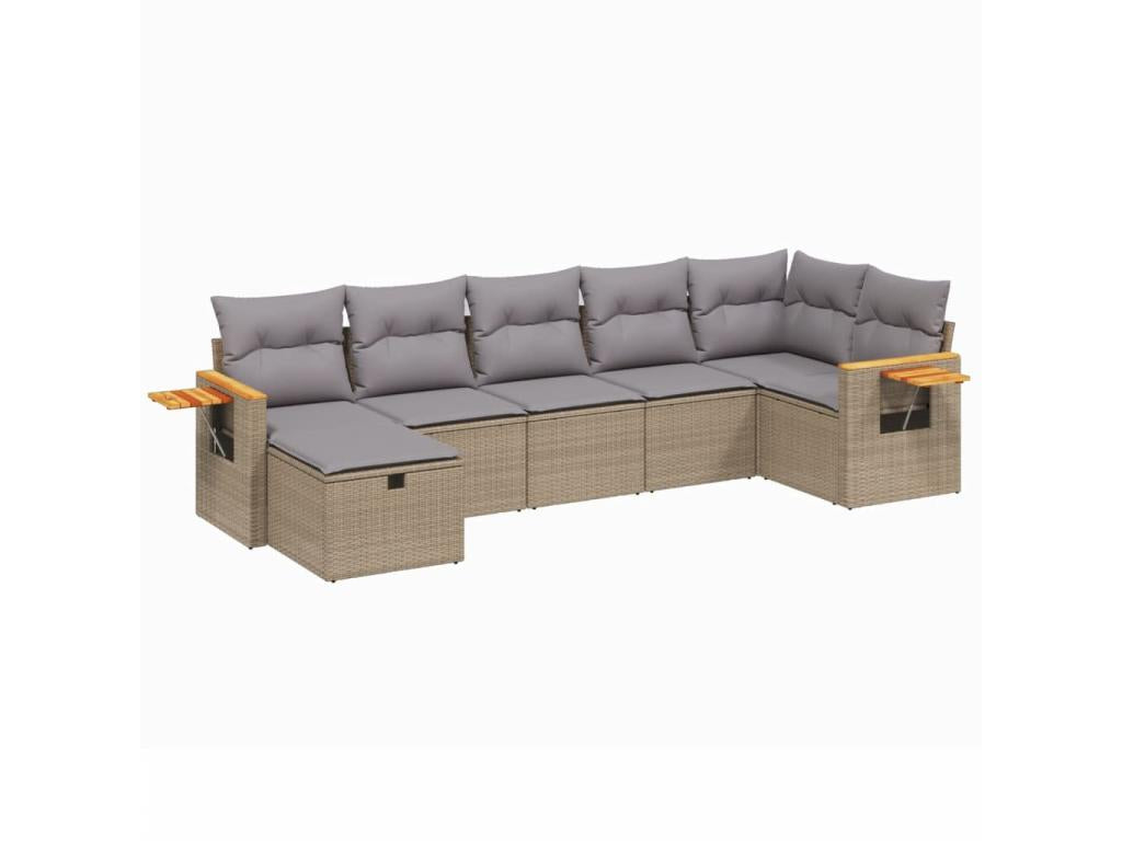 Ensemble de mobilier de jardin en résine tressée beige - dlz1766580398477