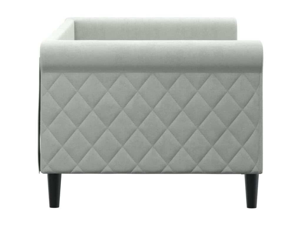 Lit en velours gris, 80 x 200 cm