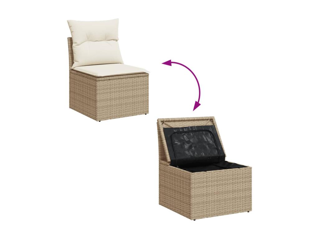 Ensemble de mobilier de jardin en résine tressée beige - dlz1766580365554
