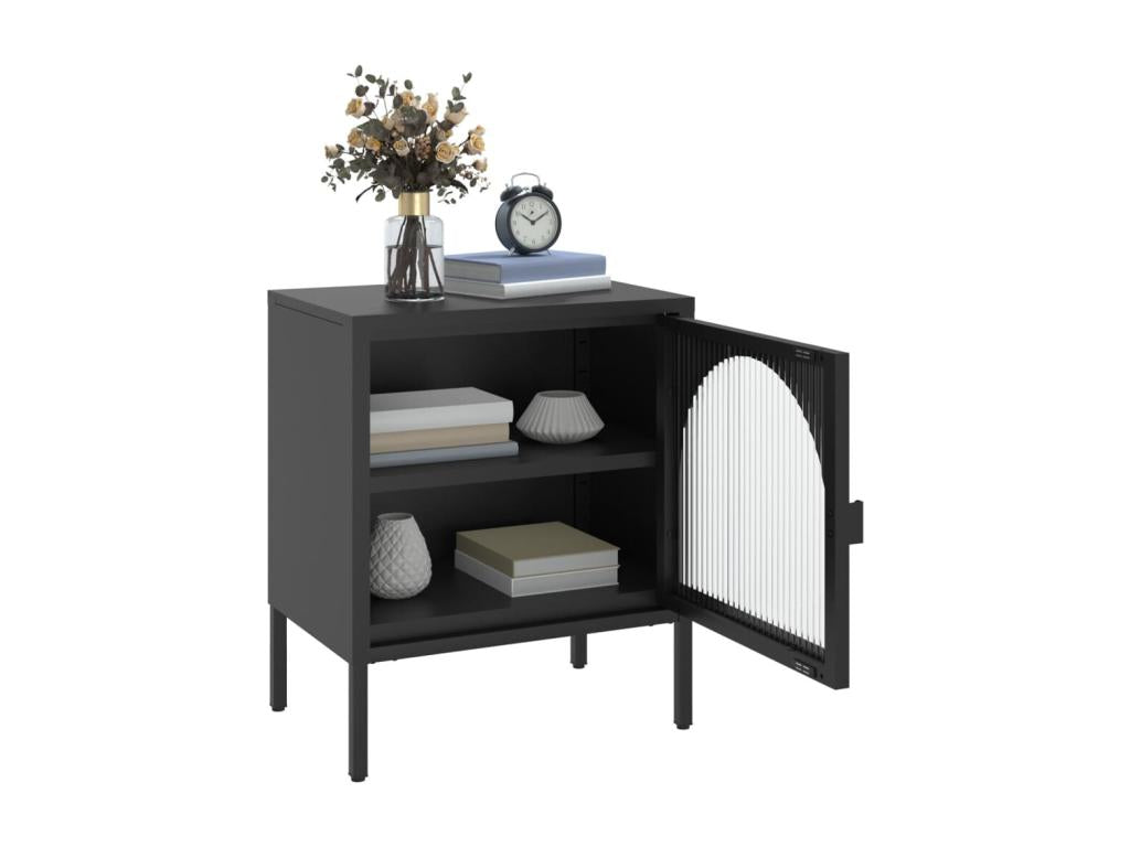 Table en verre noir, 50 x 35 x 60 cm