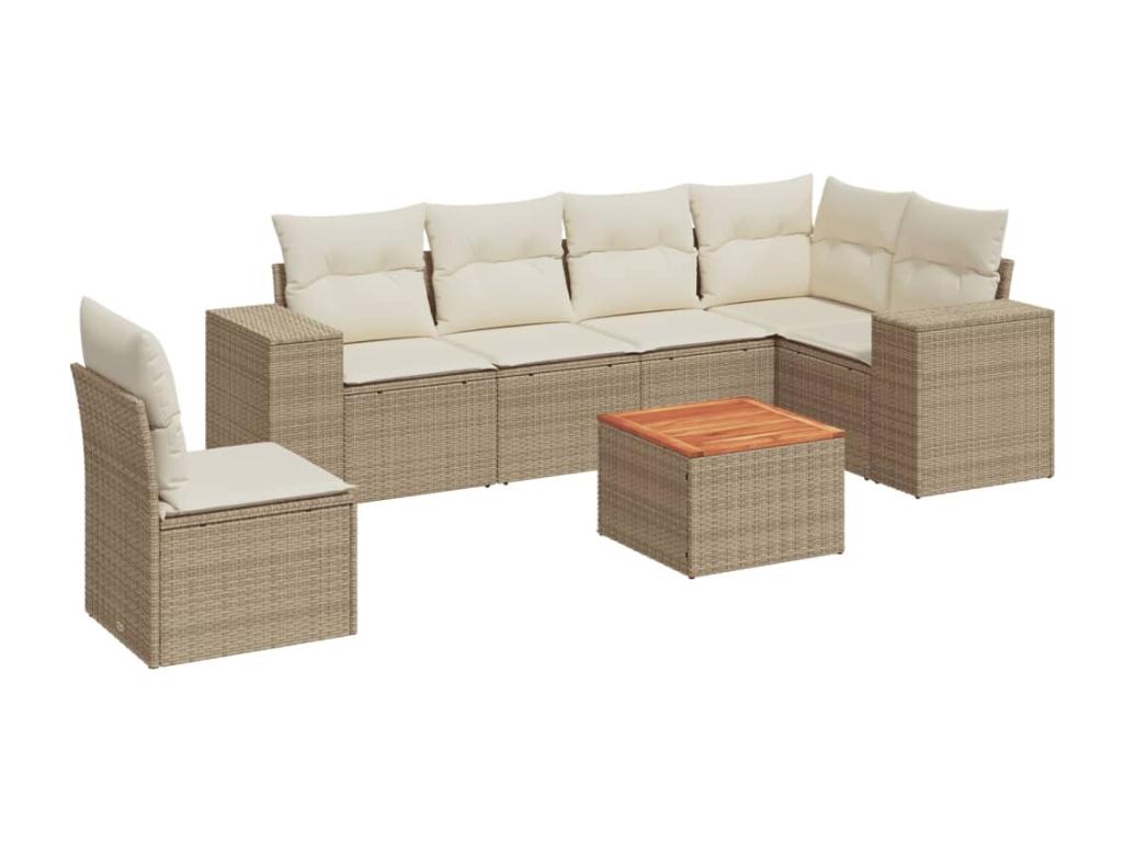 Ensemble de mobilier de jardin en résine tressée beige - dlz1766580331844