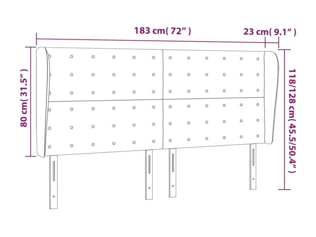 Lit en similicuir blanc, 183 x 23 x 118 cm