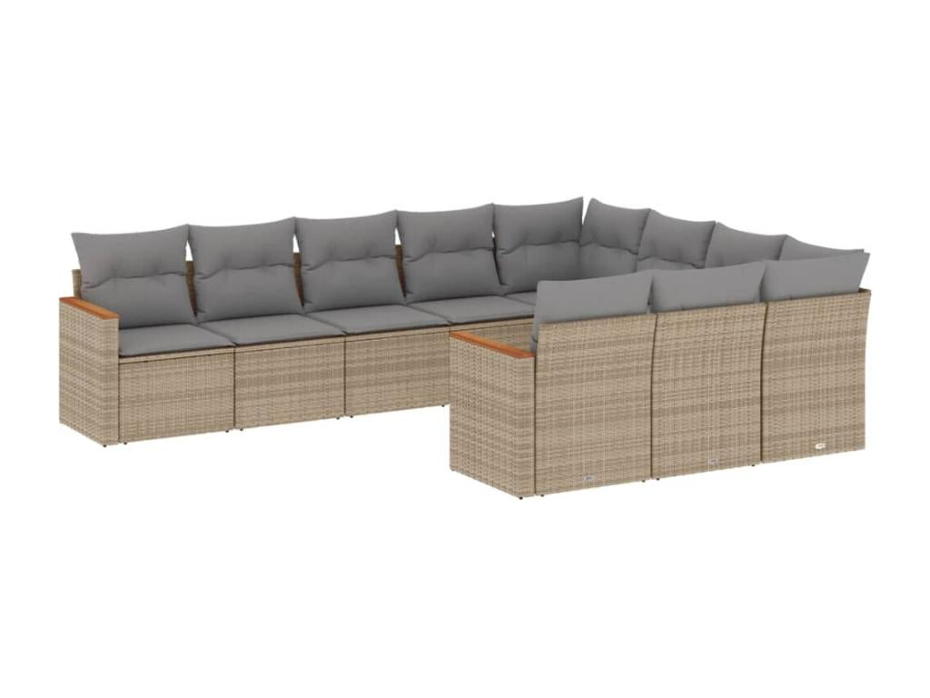 Ensemble de mobilier de jardin en résine tressée beige - dlz1766580918688