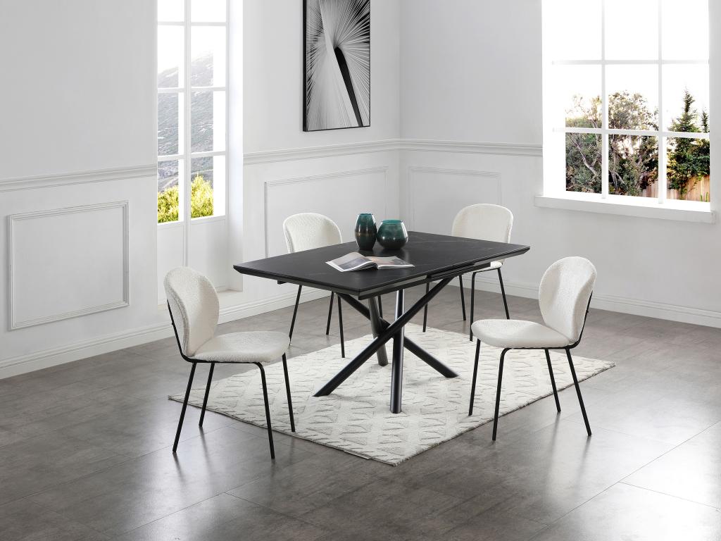 Meubles d'intérieur en tissu bouclé noir