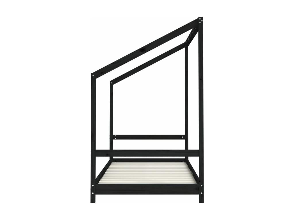 Cadre de lit en pin noir, 2 x 90 x 190 cm