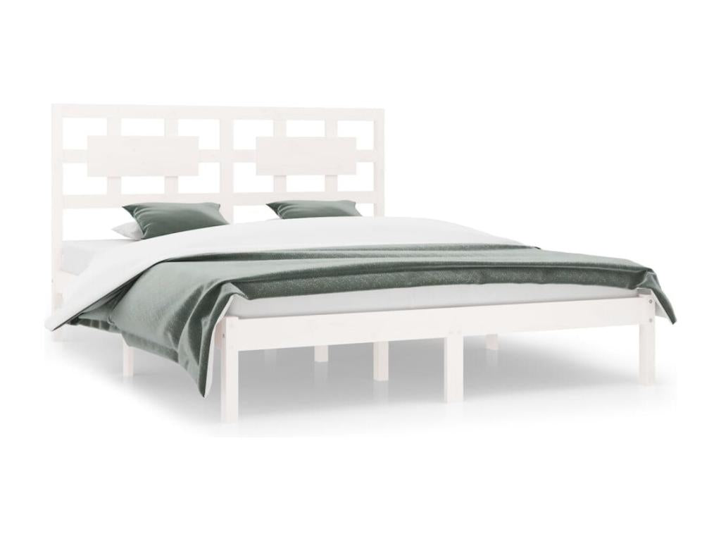 Cadre de lit en pin blanc, 140 x 200 cm