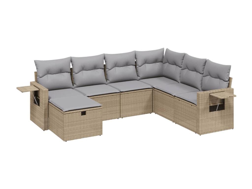 Ensemble de mobilier de jardin en résine tressée beige - dlz1766580481479