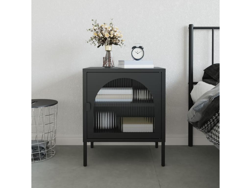 Table en verre noir, 50 x 35 x 60 cm