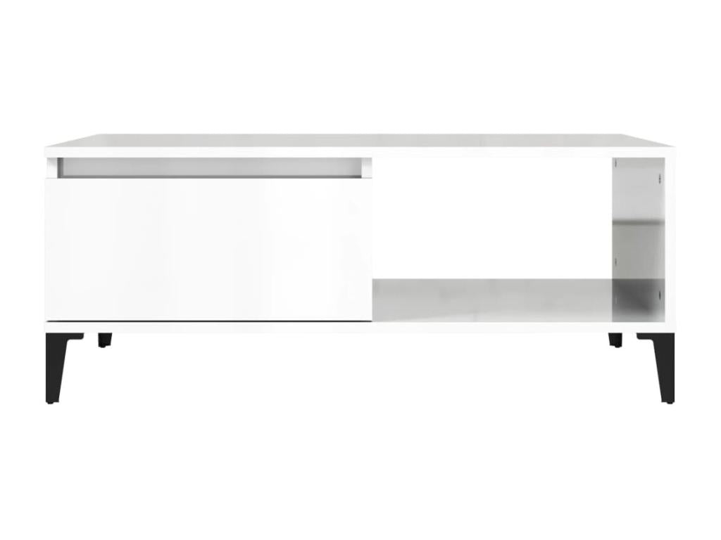 Table basse en bois d'ingénierie blanc, 90 x 50 x 36,5 cm