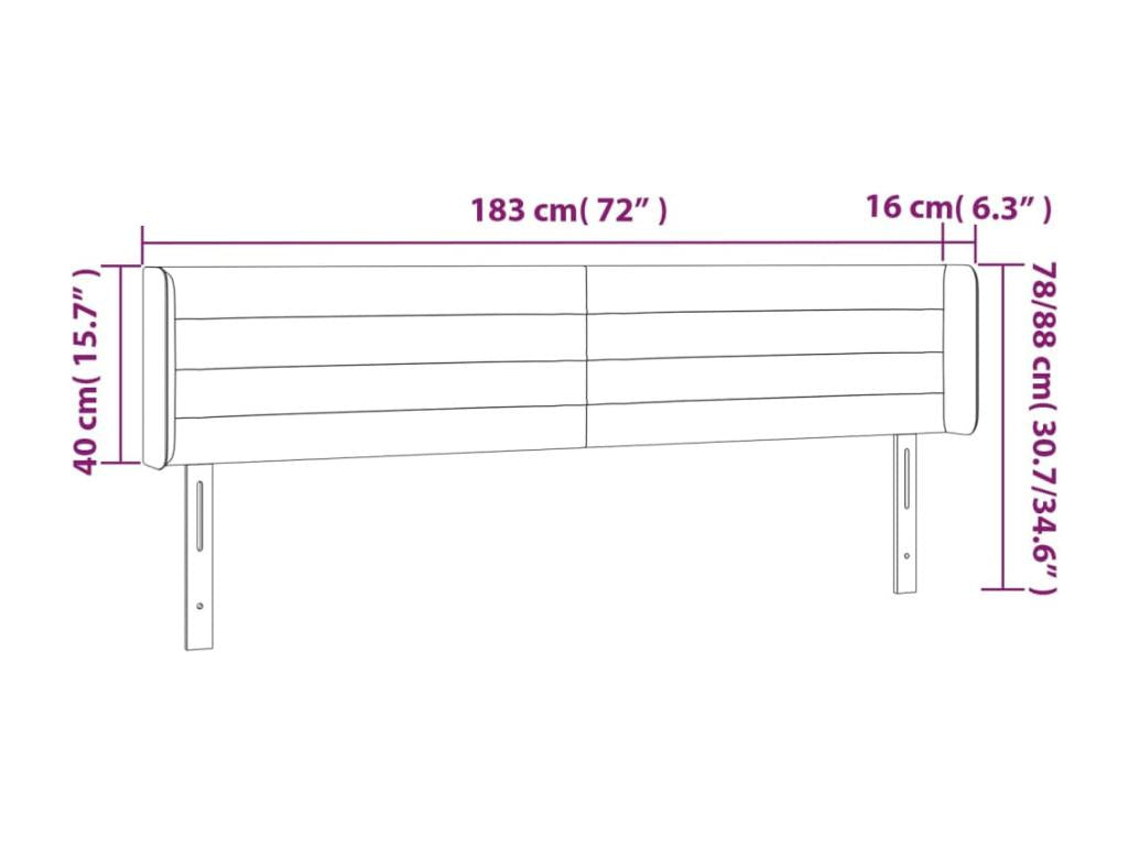 Lit en tissu gris, 183 x 16 x 78 cm