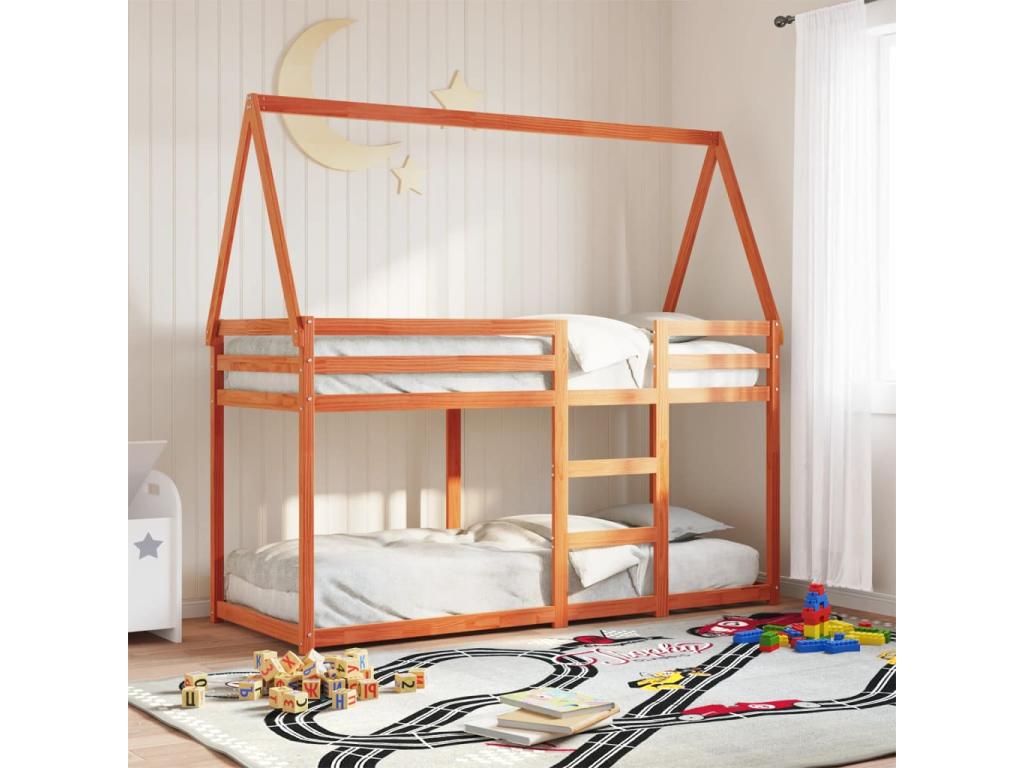 Lit en bois massif marron, 90 x 190 cm - dlz1766581000592