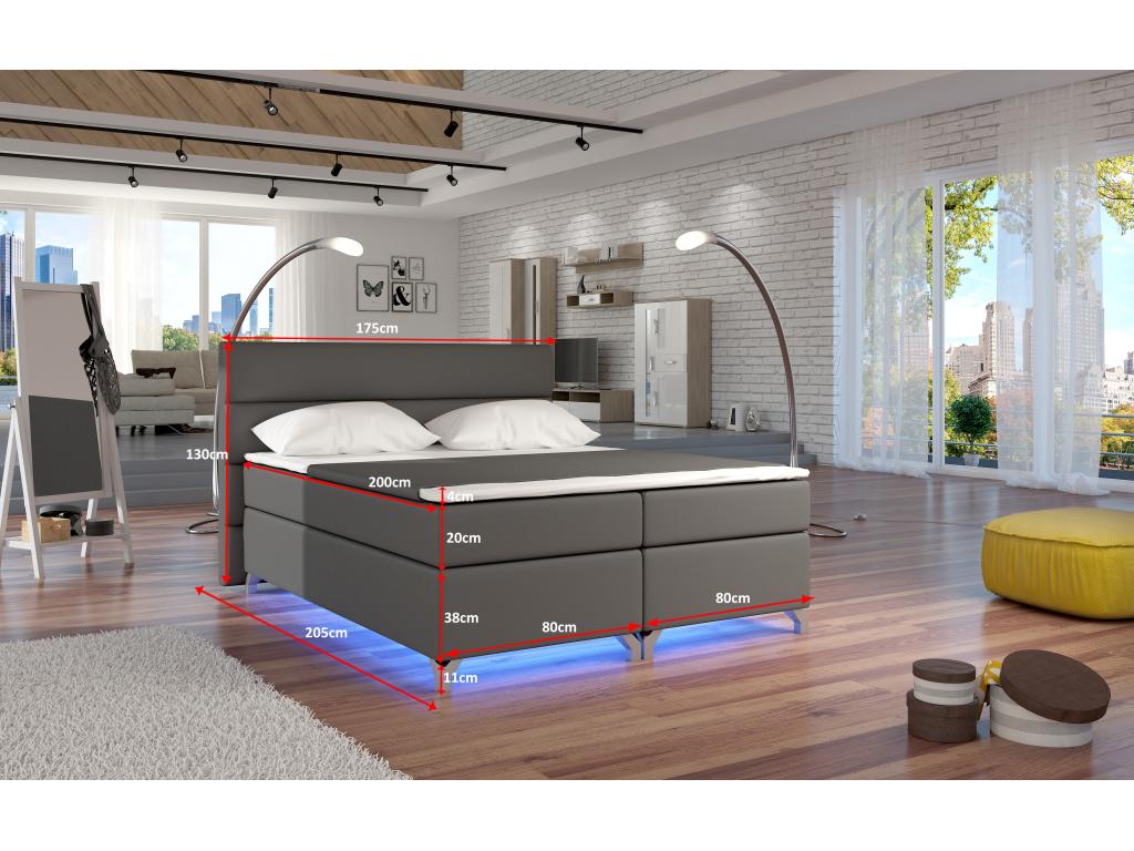 Lit en tissu beige, 140 x 200 cm