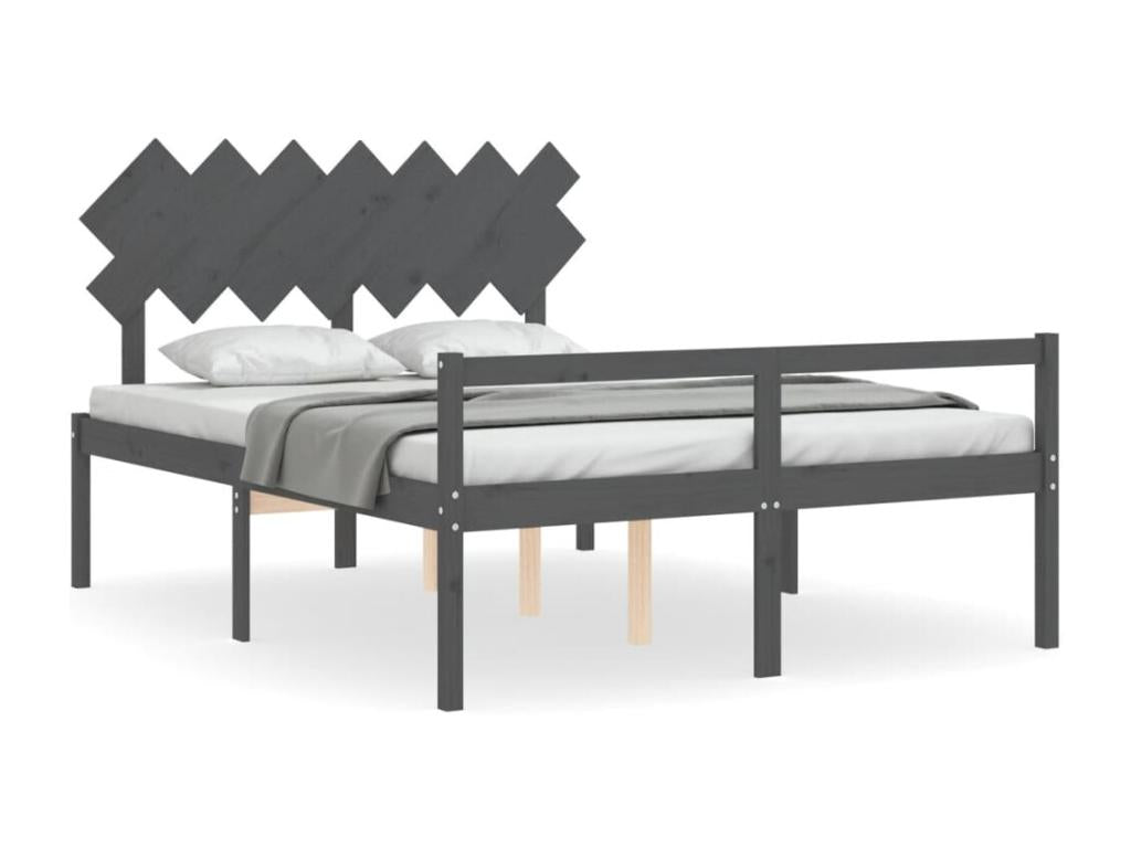 Cadre de lit en bois massif gris