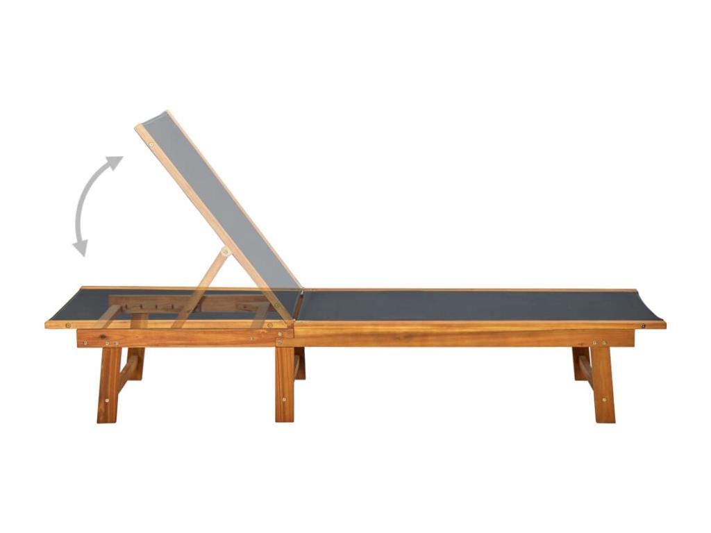 Chaise longue noire, 200 x 66 x 34 cm