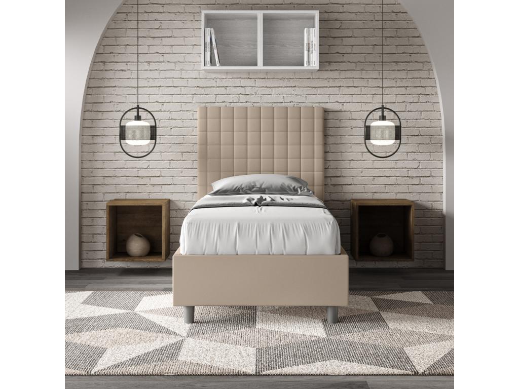 Lit en cuir gris, 90 x 200 cm